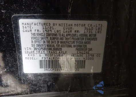 2021 Nissan Kicks S Xtronic Cvt from USA, damaged, VIN 3N1CP5BVXML559520